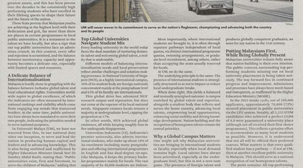 UM'S Promise - Prioritising Malaysian dream, enriching with global talent